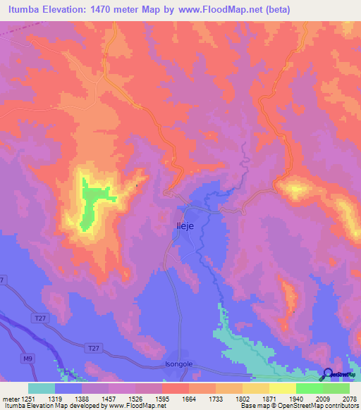 Itumba,Tanzania Elevation Map