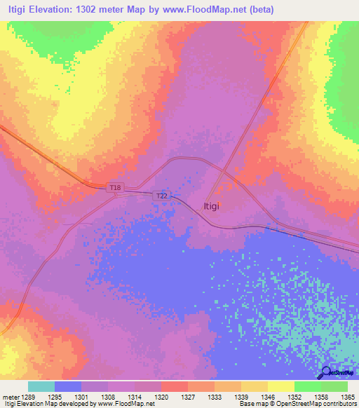 Itigi,Tanzania Elevation Map