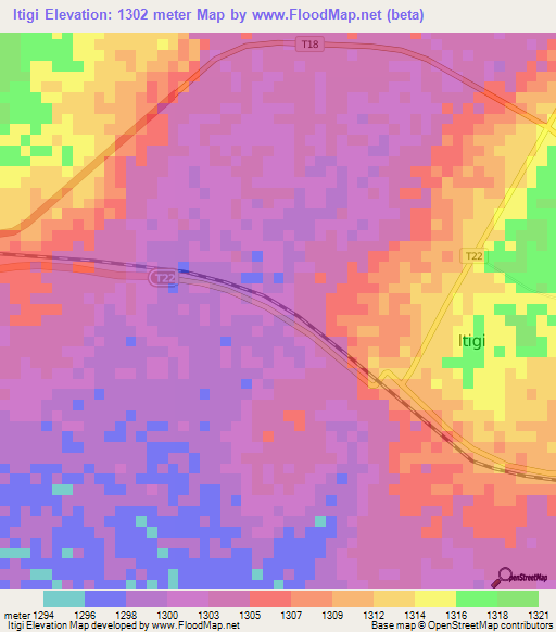 Itigi,Tanzania Elevation Map