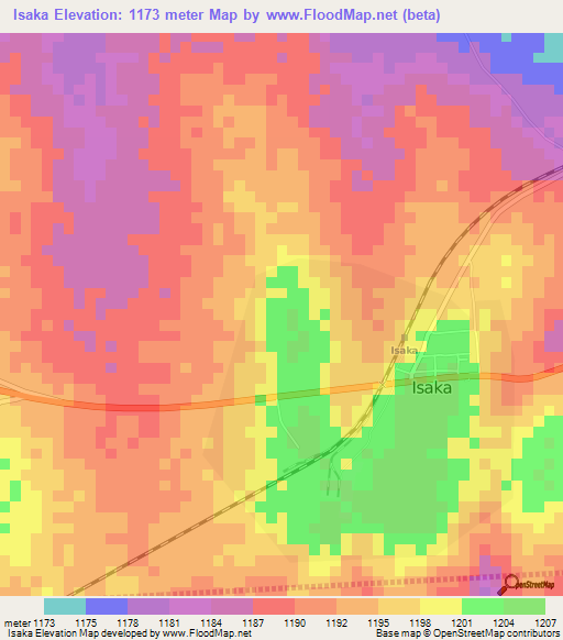 Isaka,Tanzania Elevation Map