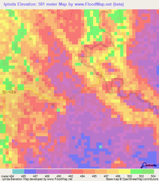 Ipinda,Tanzania Elevation Map