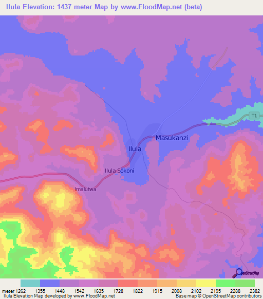 Ilula,Tanzania Elevation Map