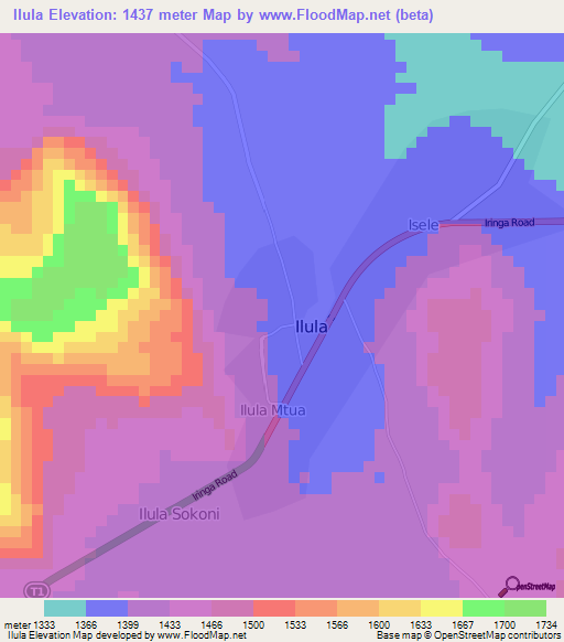 Ilula,Tanzania Elevation Map