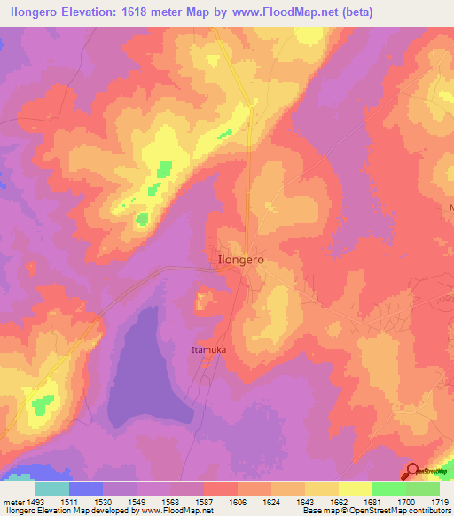 Ilongero,Tanzania Elevation Map