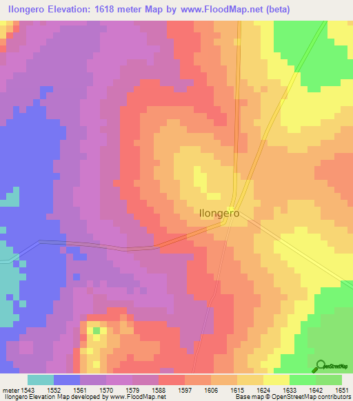 Ilongero,Tanzania Elevation Map