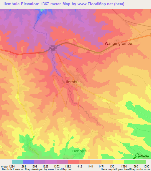 Ilembula,Tanzania Elevation Map