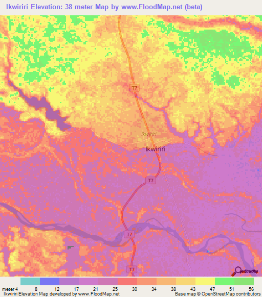 Ikwiriri,Tanzania Elevation Map