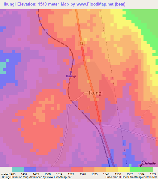 Ikungi,Tanzania Elevation Map