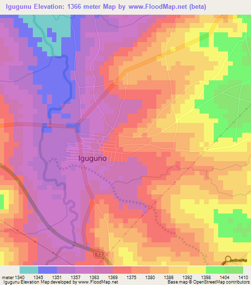 Igugunu,Tanzania Elevation Map