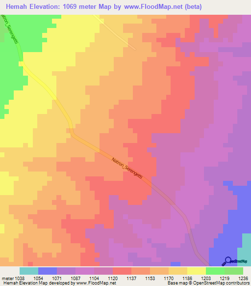 Hemah,Tanzania Elevation Map