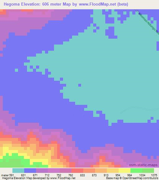 Hegoma,Tanzania Elevation Map