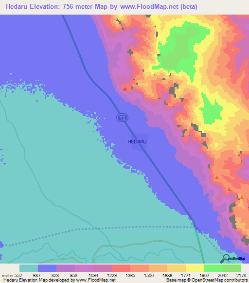 Hedaru,Tanzania Elevation Map