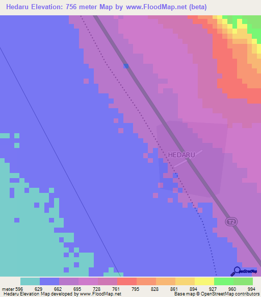 Hedaru,Tanzania Elevation Map