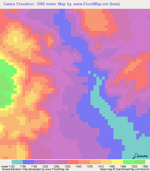 Gwara,Tanzania Elevation Map