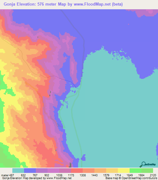 Gonja,Tanzania Elevation Map