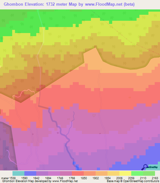 Ghombon,Tanzania Elevation Map