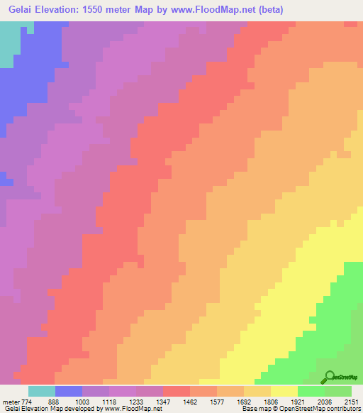 Gelai,Tanzania Elevation Map