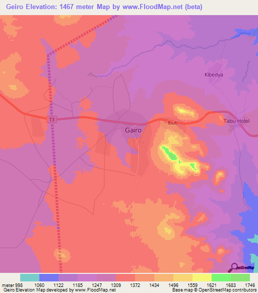 Geiro,Tanzania Elevation Map