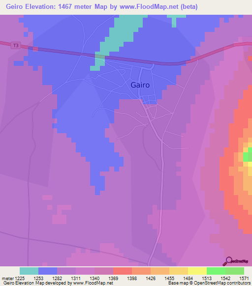 Geiro,Tanzania Elevation Map