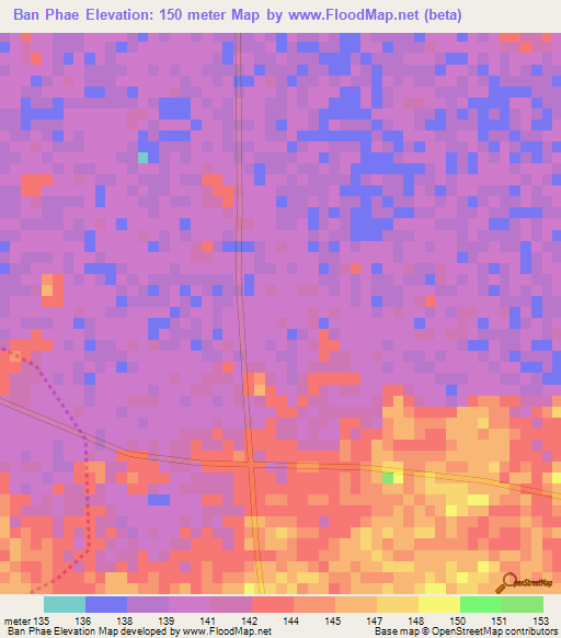 Ban Phae,Thailand Elevation Map