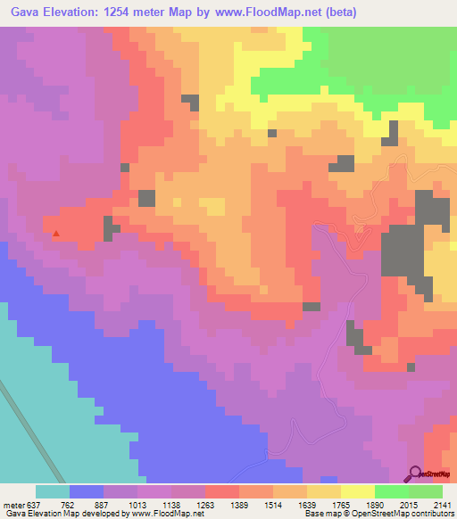 Gava,Tanzania Elevation Map