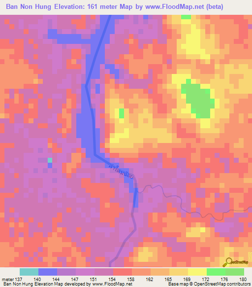 Ban Non Hung,Thailand Elevation Map