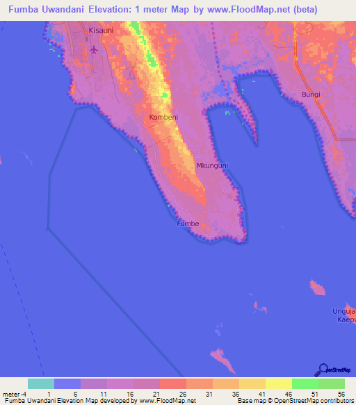 Fumba Uwandani,Tanzania Elevation Map