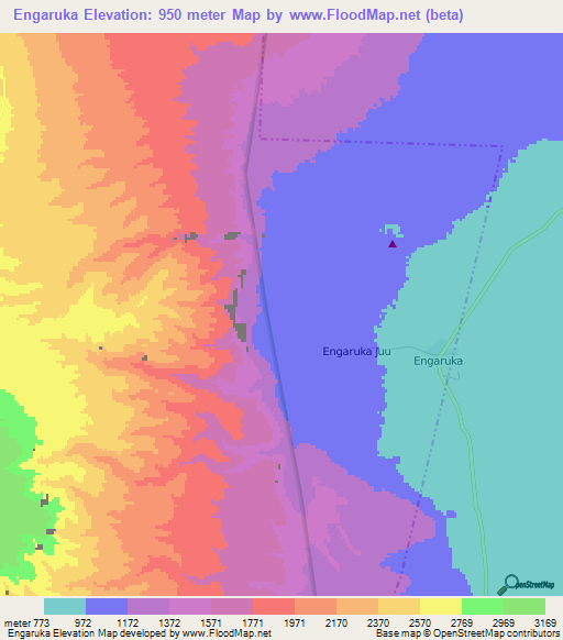 Engaruka,Tanzania Elevation Map