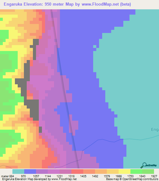 Engaruka,Tanzania Elevation Map