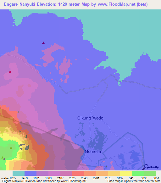 Engare Nanyuki,Tanzania Elevation Map