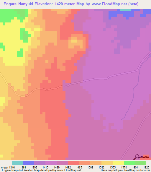 Engare Nanyuki,Tanzania Elevation Map