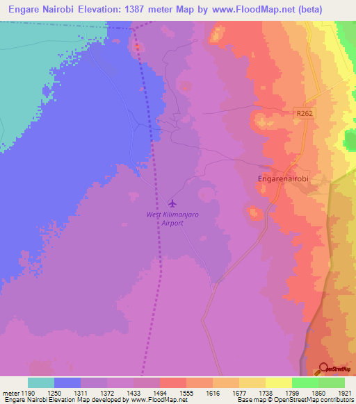 Engare Nairobi,Tanzania Elevation Map