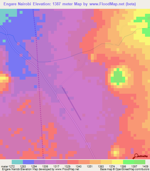 Engare Nairobi,Tanzania Elevation Map