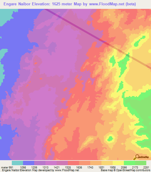 Engare Naibor,Tanzania Elevation Map