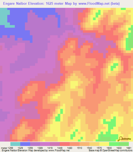 Engare Naibor,Tanzania Elevation Map