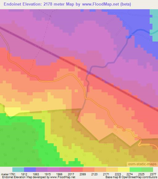 Endoinet,Tanzania Elevation Map