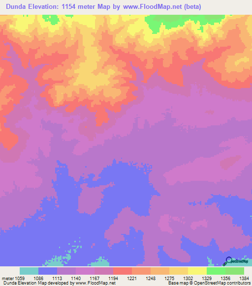 Dunda,Tanzania Elevation Map