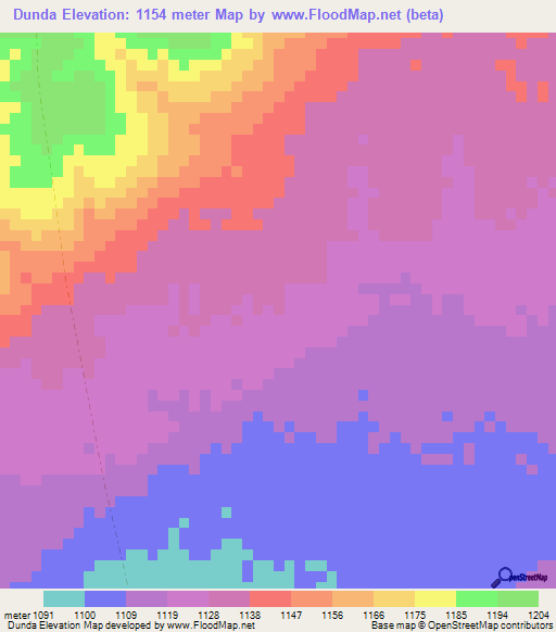 Dunda,Tanzania Elevation Map