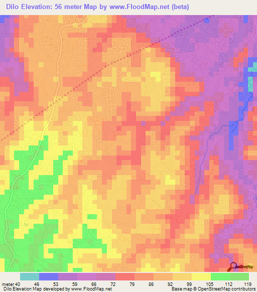 Dilo,Tanzania Elevation Map