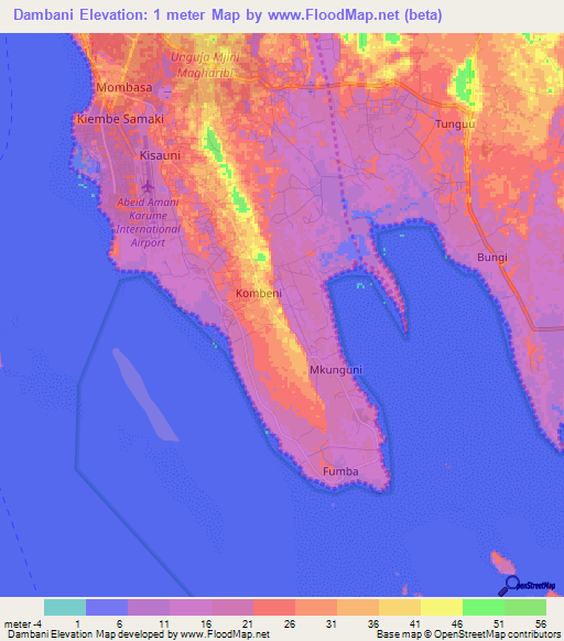 Dambani,Tanzania Elevation Map