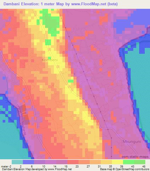 Dambani,Tanzania Elevation Map