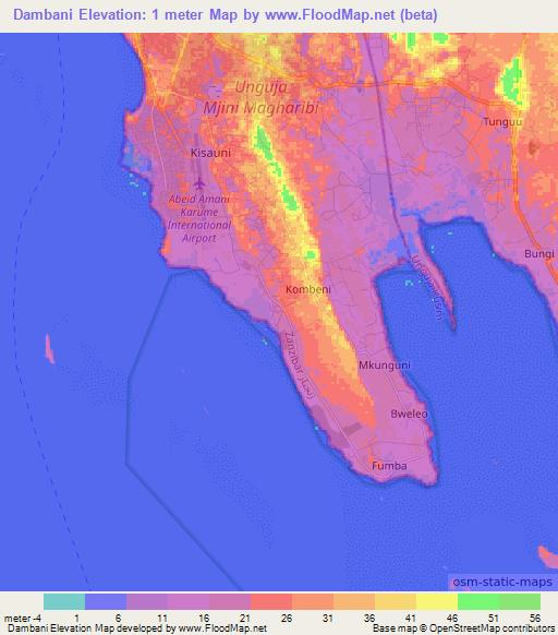 Dambani,Tanzania Elevation Map