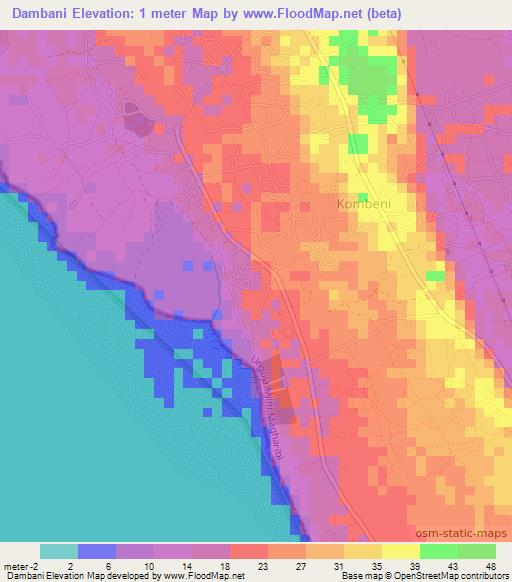 Dambani,Tanzania Elevation Map