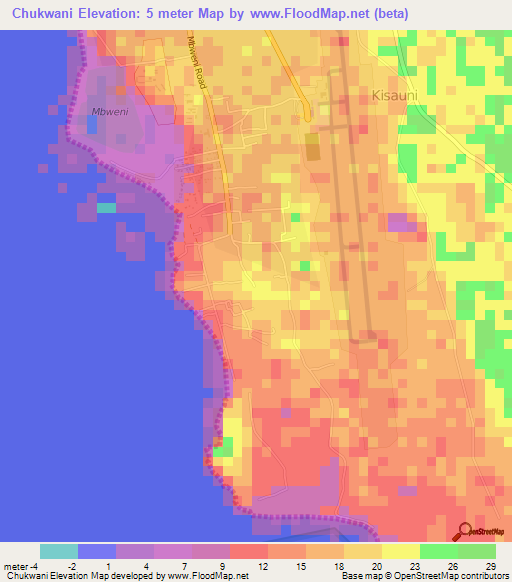 Chukwani,Tanzania Elevation Map