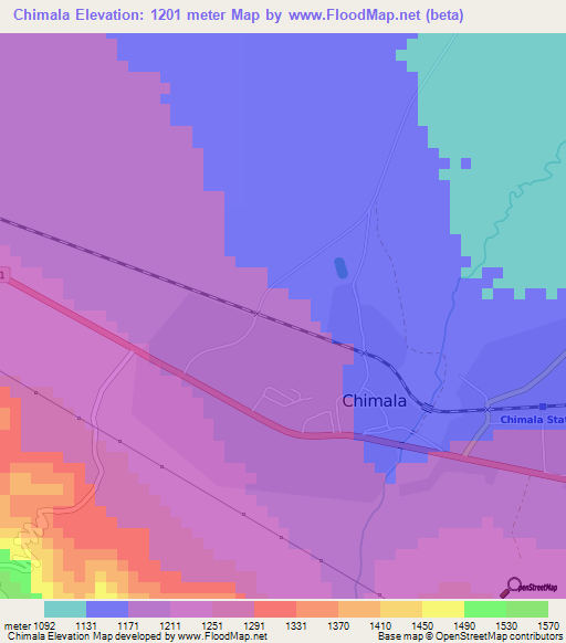 Chimala,Tanzania Elevation Map