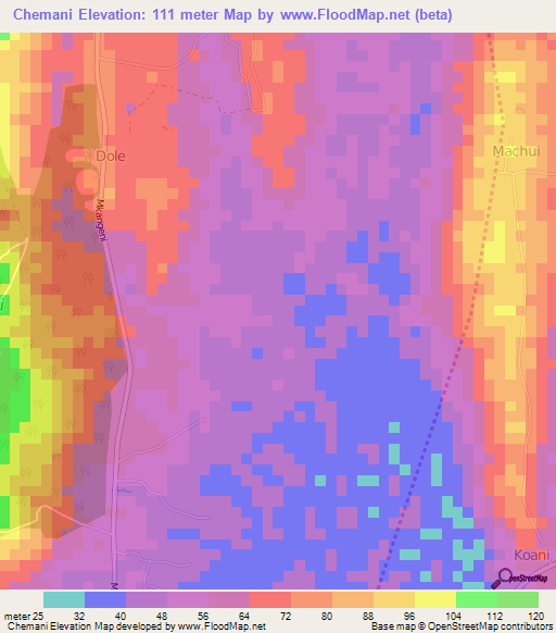 Chemani,Tanzania Elevation Map