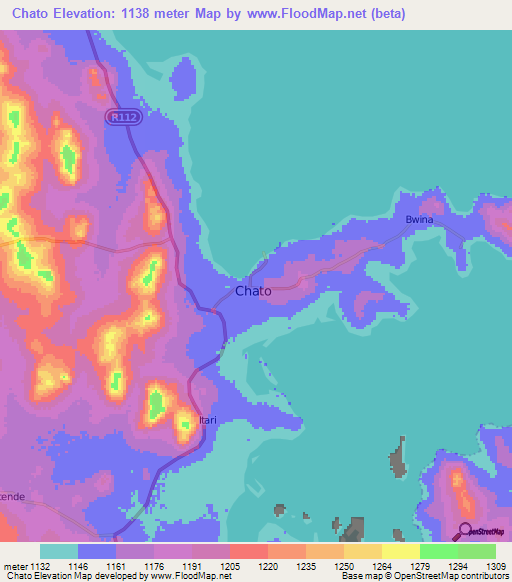 Chato,Tanzania Elevation Map