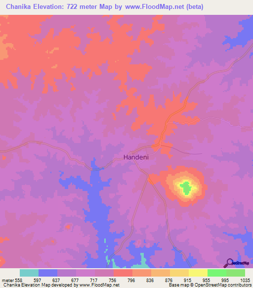 Chanika,Tanzania Elevation Map