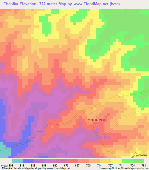 Chanika,Tanzania Elevation Map