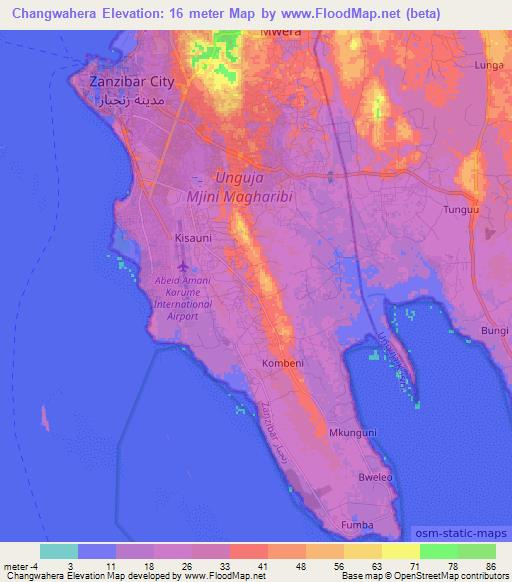 Changwahera,Tanzania Elevation Map